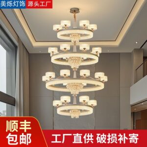 现代轻奢水晶吊灯客厅主灯LED灯具2026新款餐厅卧室圆形水晶灯