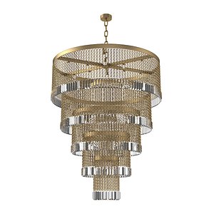 Transitional Brushed Nickel 7-Light Pendant Light for Hotel Lobby